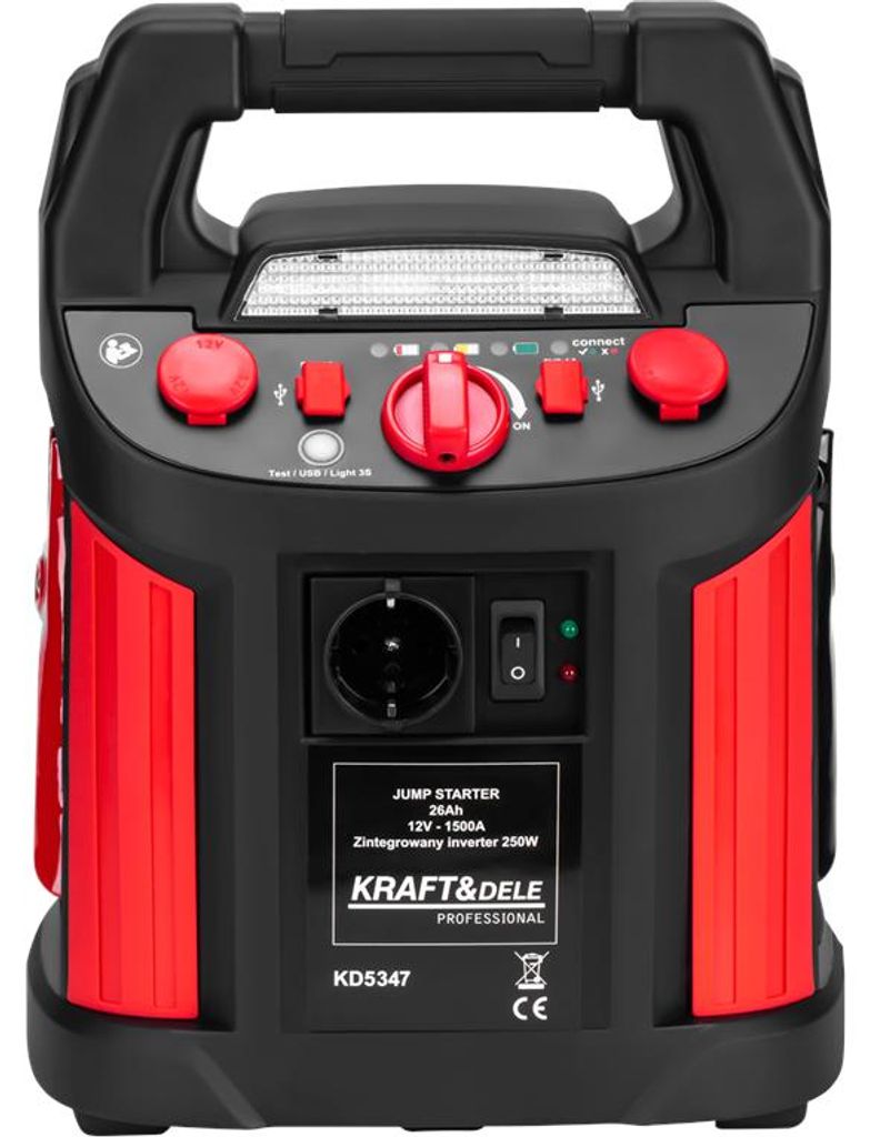 KRAFT&DELE | Jump Starter, 1200/700A, 26Ah, 12V, Wechselrichter, Starthilfe Powerbank mit Kompressor, Spitzenstrom Starter Powerbank für 12V Fahrz...