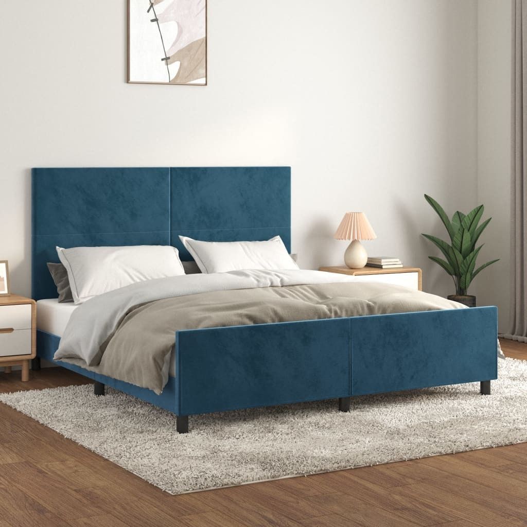 Maison Exclusive - Bettgestell mit Kopfteil Dunkelblau 180x200 cm Samt
