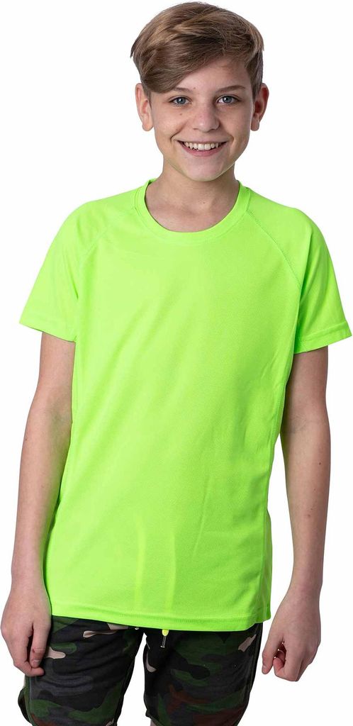 Mivaro Jungen Sportshirt kurzarm in Neongrün - atmungsaktives Funktionsshirt mit Rundhals, schnelltrocknend & leicht, Regular Fit, Trikot in 110/1...