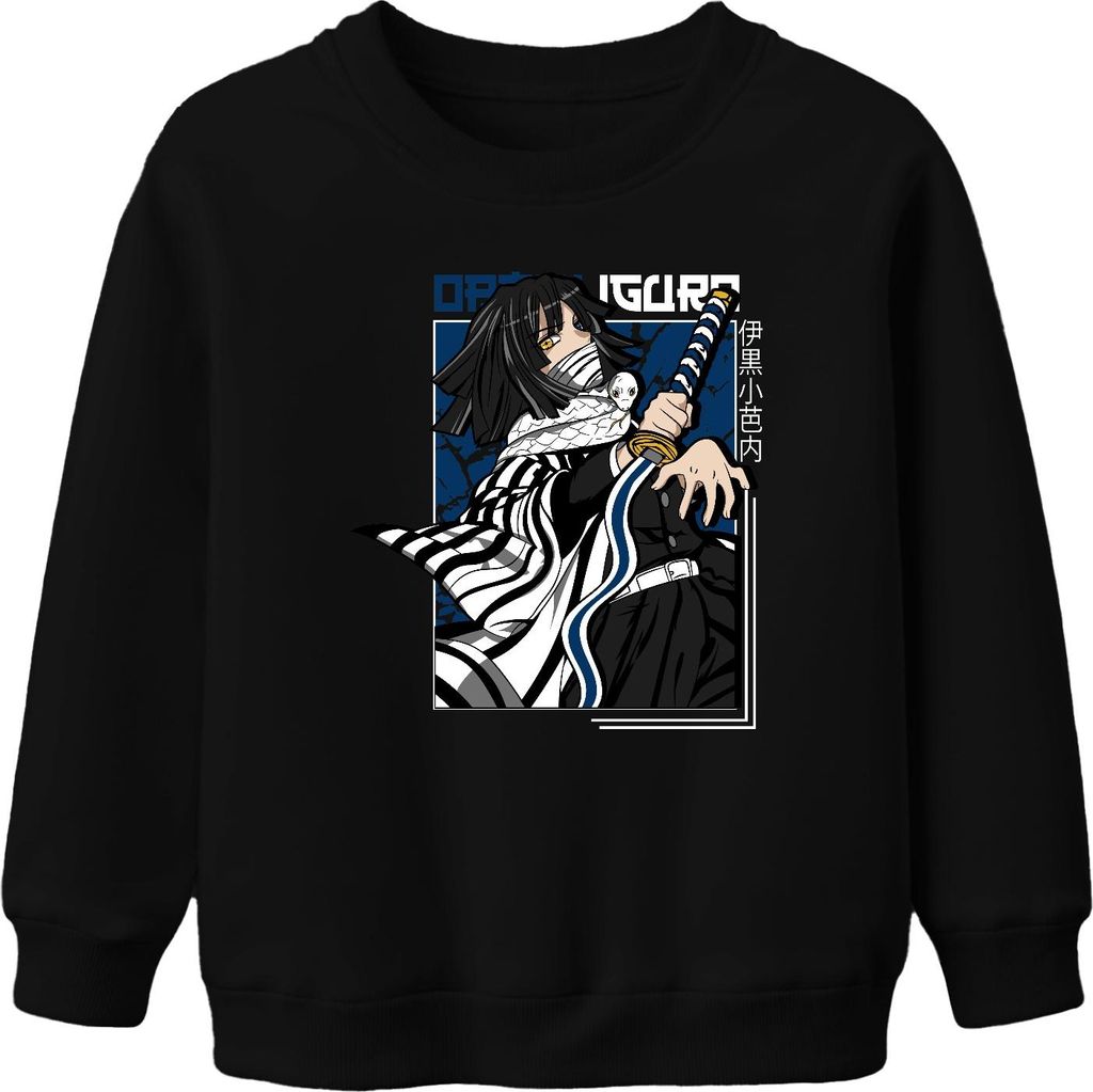 Kimetsu no Yaiba Obanai Iguro Schlange Katana Anime Geschenk Uni Kinder Sweatshirt Pullover, Schwarz, 152