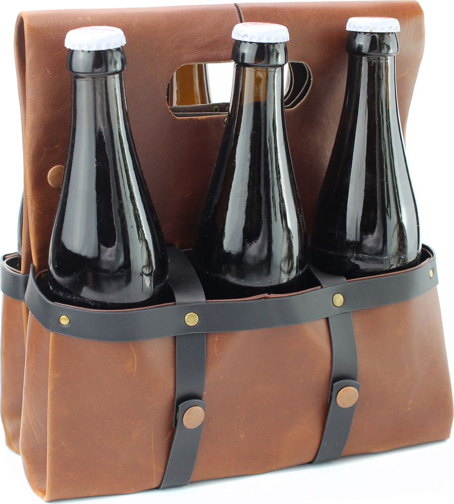 Winkee - Fahrrad Sixpack - Die stylische Getränketasche fürs Fahrrad I Männerhandtasche aus Kunstleder I Getränkekorb für Fahrrad