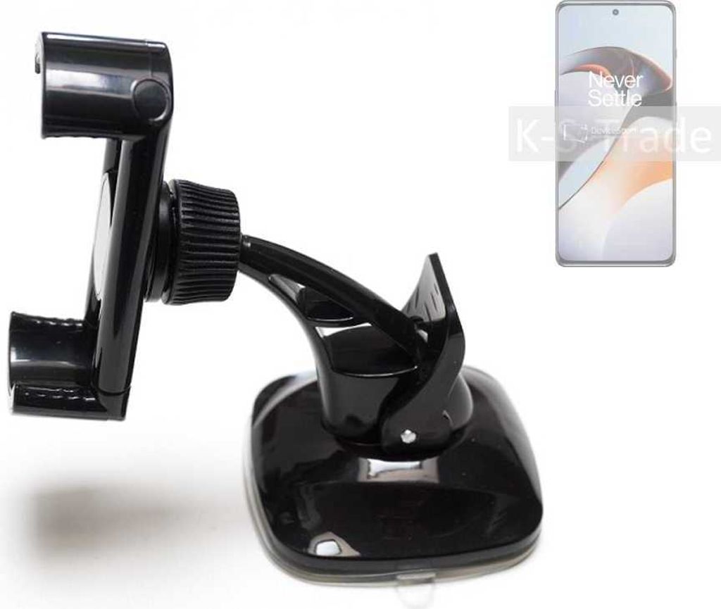 K-S-Trade kompakte Handy-Halterung Windschutzscheibe kompatibel mit OnePlus Ace 2 Armaturenbrett schwarz Autohalterung KFZ Halter Scheiben-Halterung