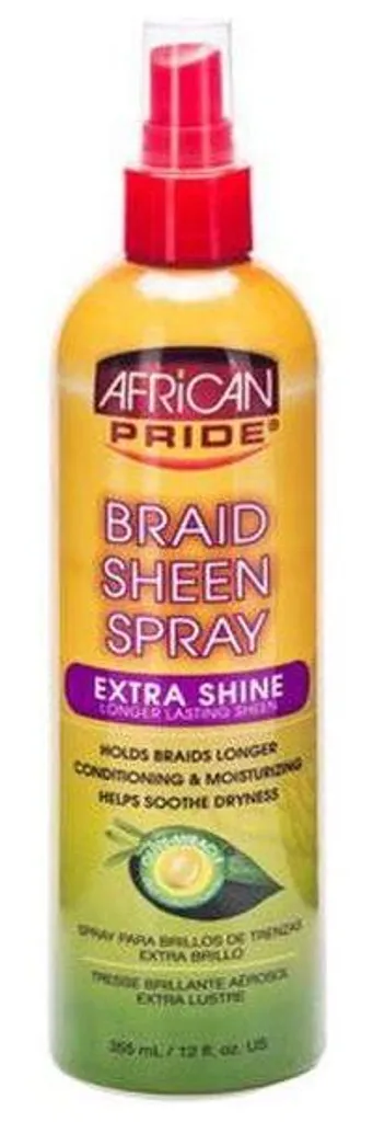 African Pride Spray Brillance Extra pour Tresses et Tissages 355ml