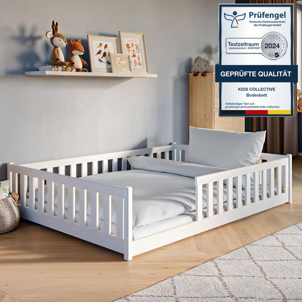 Kinderbett Bodenbett 140x200 cm Bett mit Rausfallschutz & Produktbild 