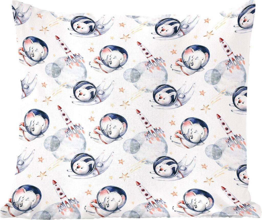 MuchoWow Zierkissen Sofakissen Wohnzimmer Dekokissen 45x45 cm Muster - Raumfahrt - Tiere - Jungen - Kinder - Mädchen - Schlafpolster - Polster f...