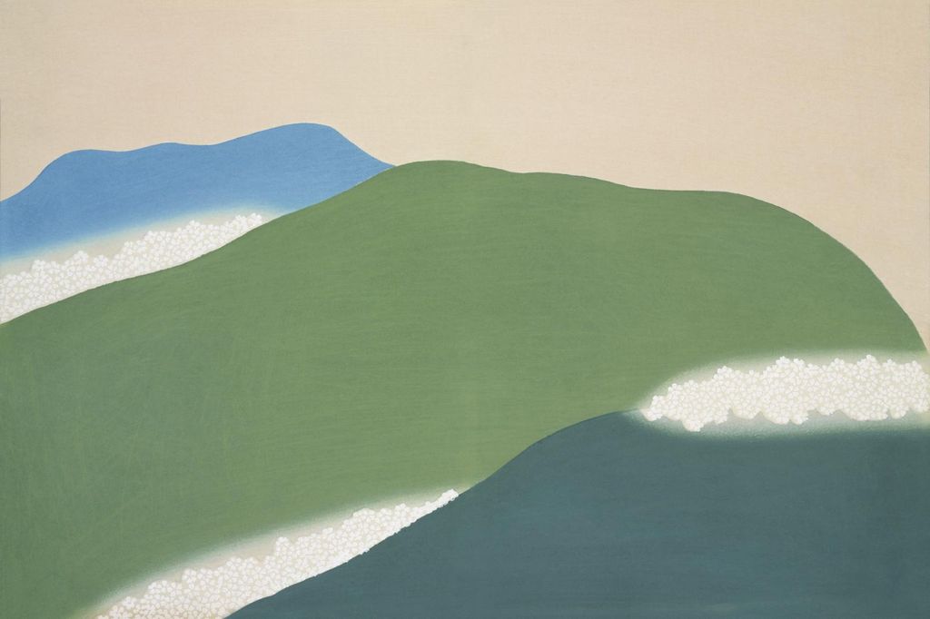 Plakat 30x20cm Grüne Berge, Sekka Japanisch Vintage