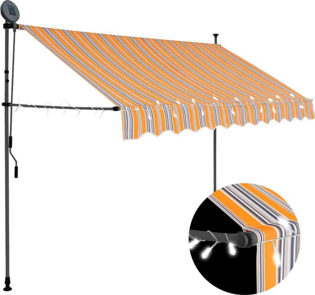 Maison Exclusive - Einziehbare Markise Handbetrieben mit LED 300 cm Gelb und Blau