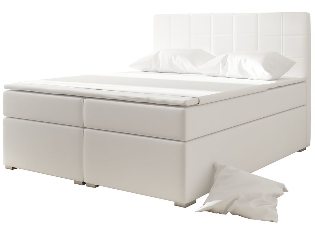 NABBI Gepolstert Doppelbett mit Stauraum Anzia 160 - Weiß Produktbild 