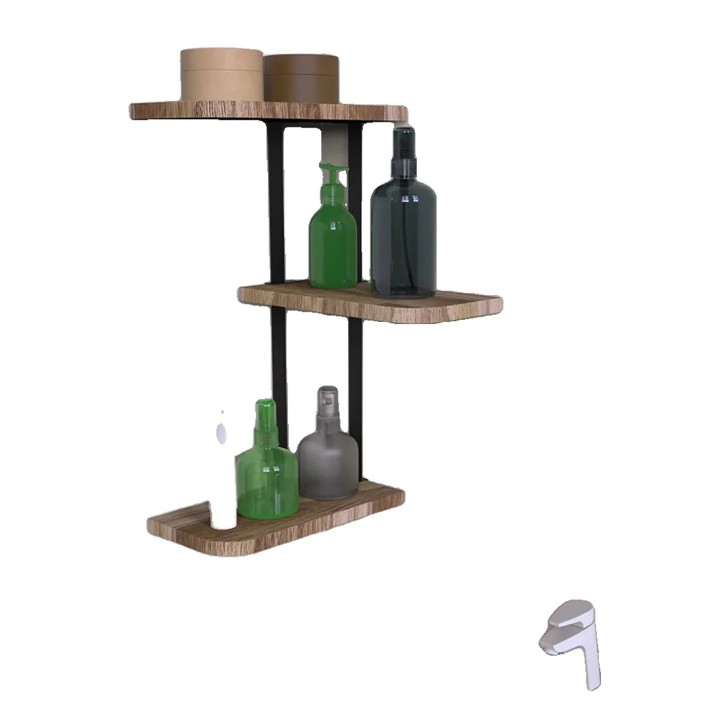 Étagère en bois murale beige design rustique et organisateur mural