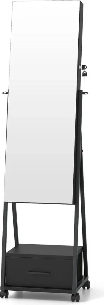 Armoire à bijoux avec miroir verrouillable : fini les bijoux emmêlés - Bois Noir