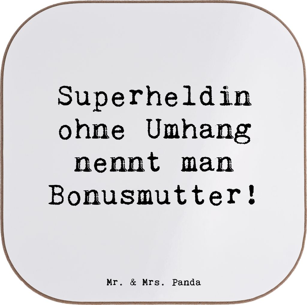 Mr. & Mrs. Panda untersetzer personalisiert Bonusmutter Superheld - Weiß - Geschenk, Familie, Bierdeckel, Handarbeiten, PErsonalisierte, Elterntei...