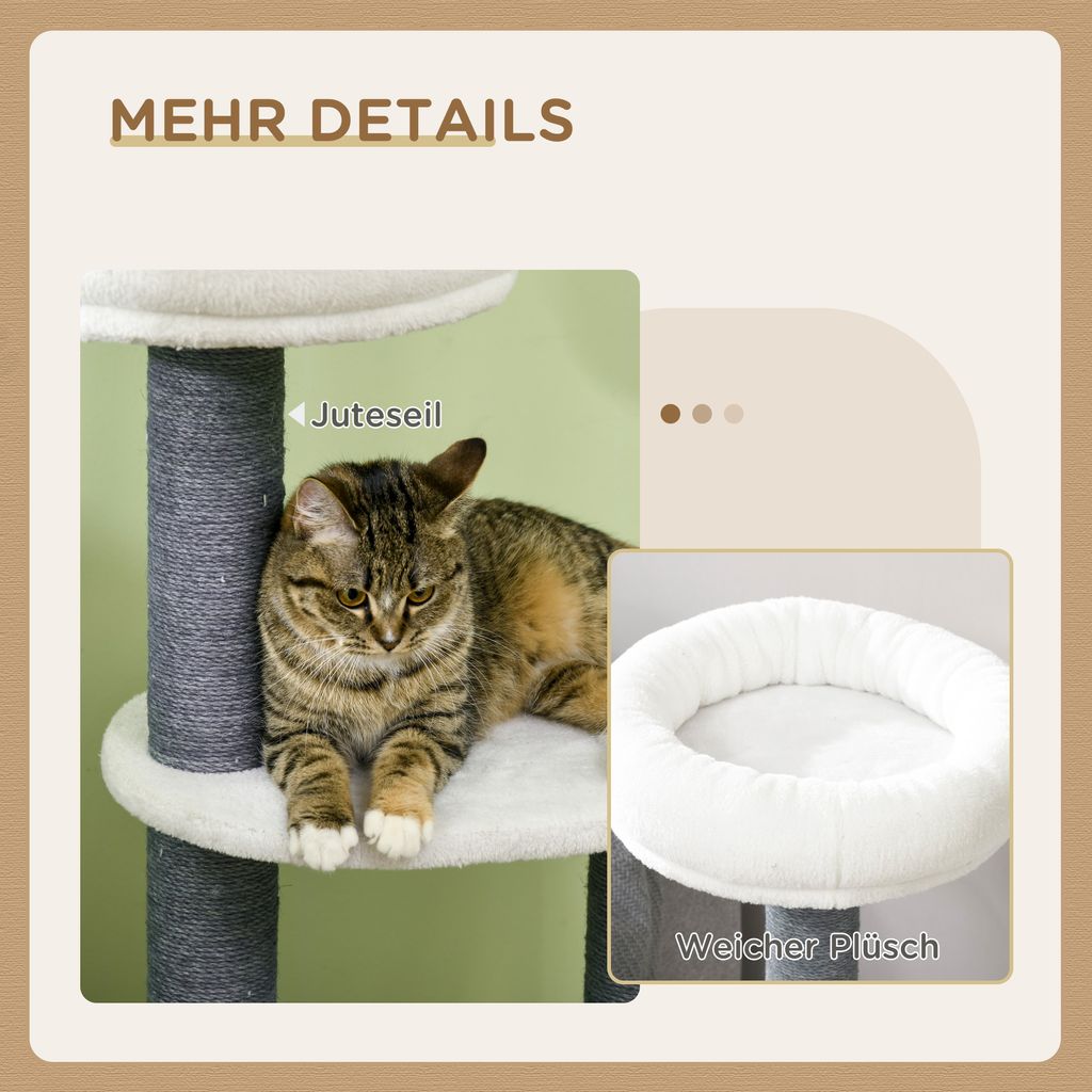 Produktbild von PawHut Kratzbaum Katzenbaum Kletterbaum Für Katzen Mehrstufiges
