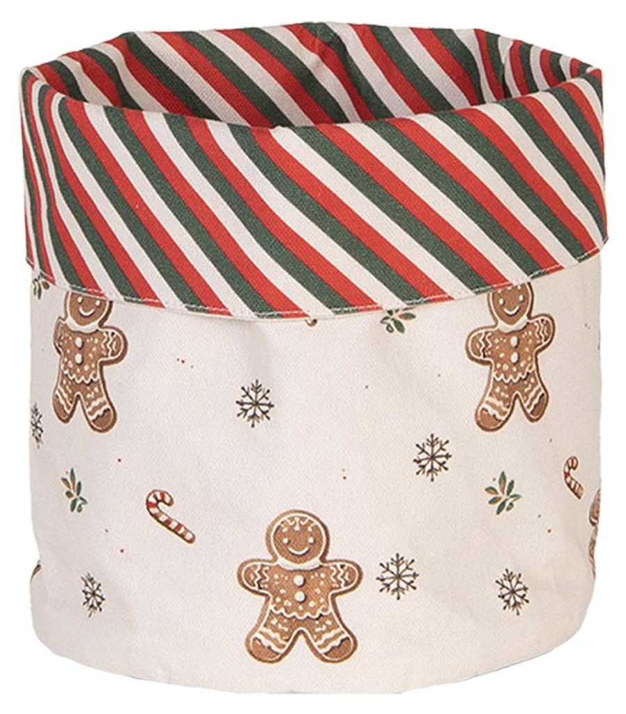 Clayre & Eef Brotkorb Ø 15x16 cm Beige Baumwolle Pfefferkuchenmann