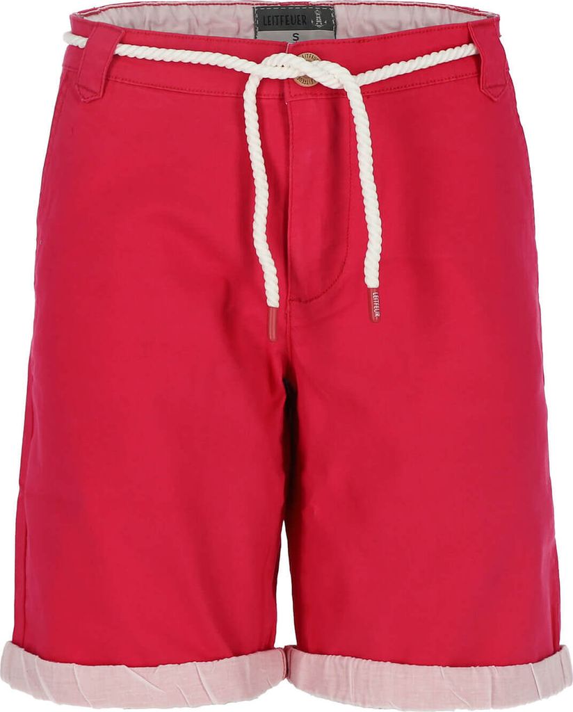Leitfeuer Damen Bermuda mit umgekrempeltem Hosensaum - Moderne Kurze Hose mit Taschen in Pink Größe L