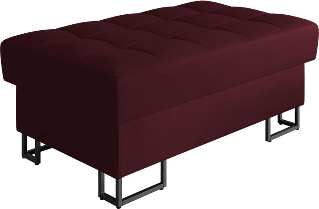 MIRJAN24 Polsterhocker Laris, Metallfüße in der Farbe Schwarz, Wellenfeder, Gepolsterter Hocker (Farbe: Venus Velvet 2932)