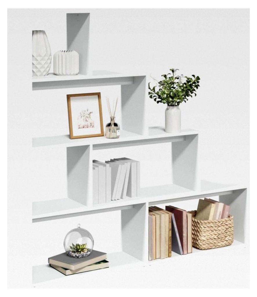Raumteiler-Bücherregal, 4-stöckig, weiß, 143,5 x 29 x 143,5 cm
