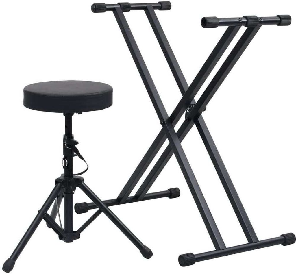 vidaXL Set di supporto e sgabello per tastiera con doppio Immagine del prodotto 