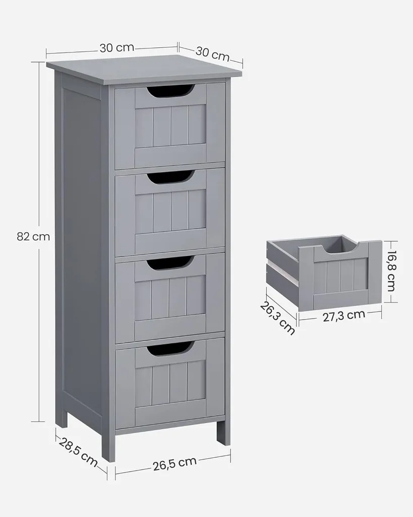 Petit Meuble de Rangement pour Salle de Bain et Cuisine 4 Tiroirs Pratique