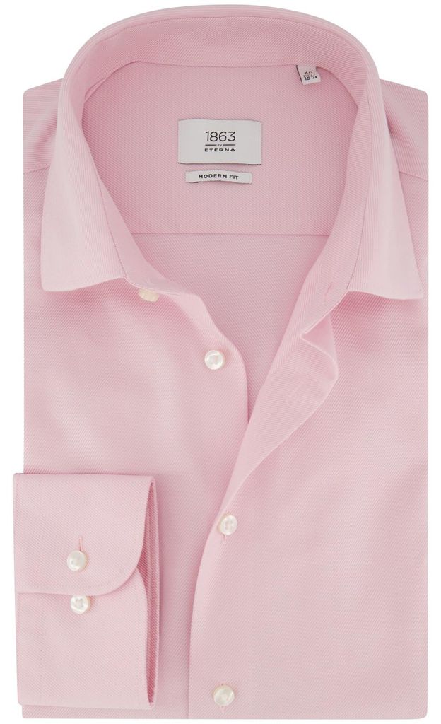 Rosa Hemd Eterna Modern Fit Semi-Spread-Kragen