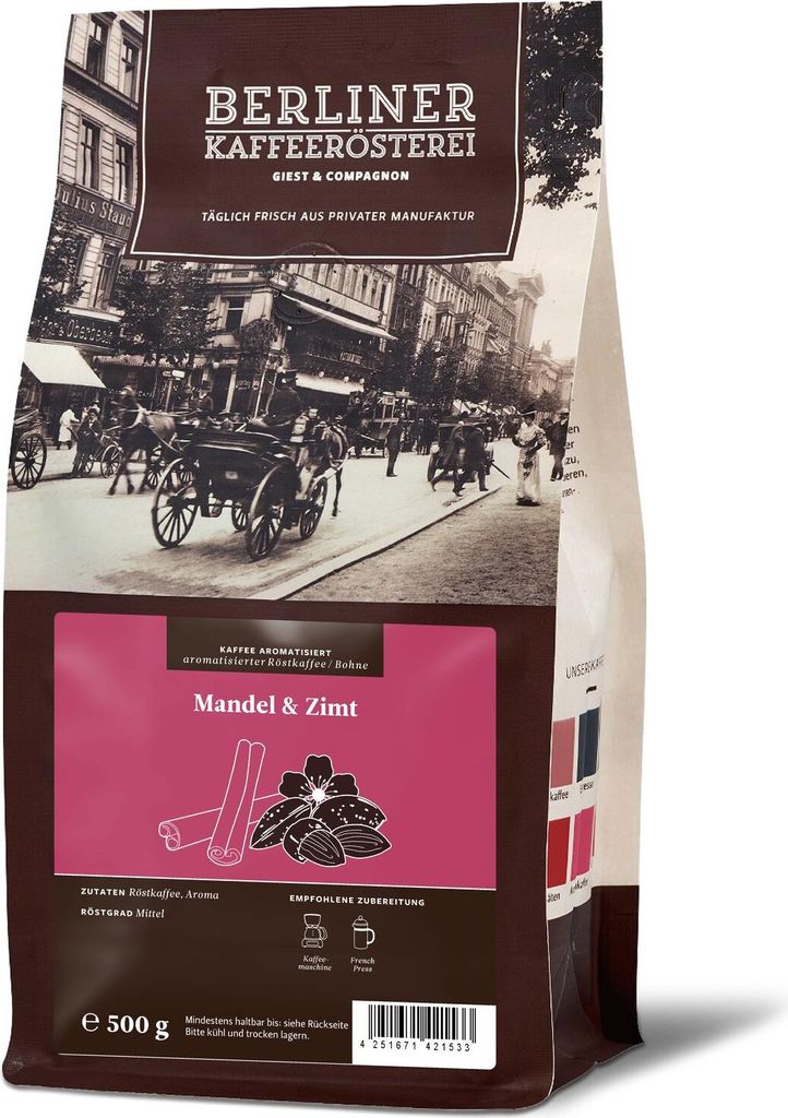 Berliner Kaffeerösterei - aromatisierter Kaffee Mandel Zimt (500g / Bohne)
