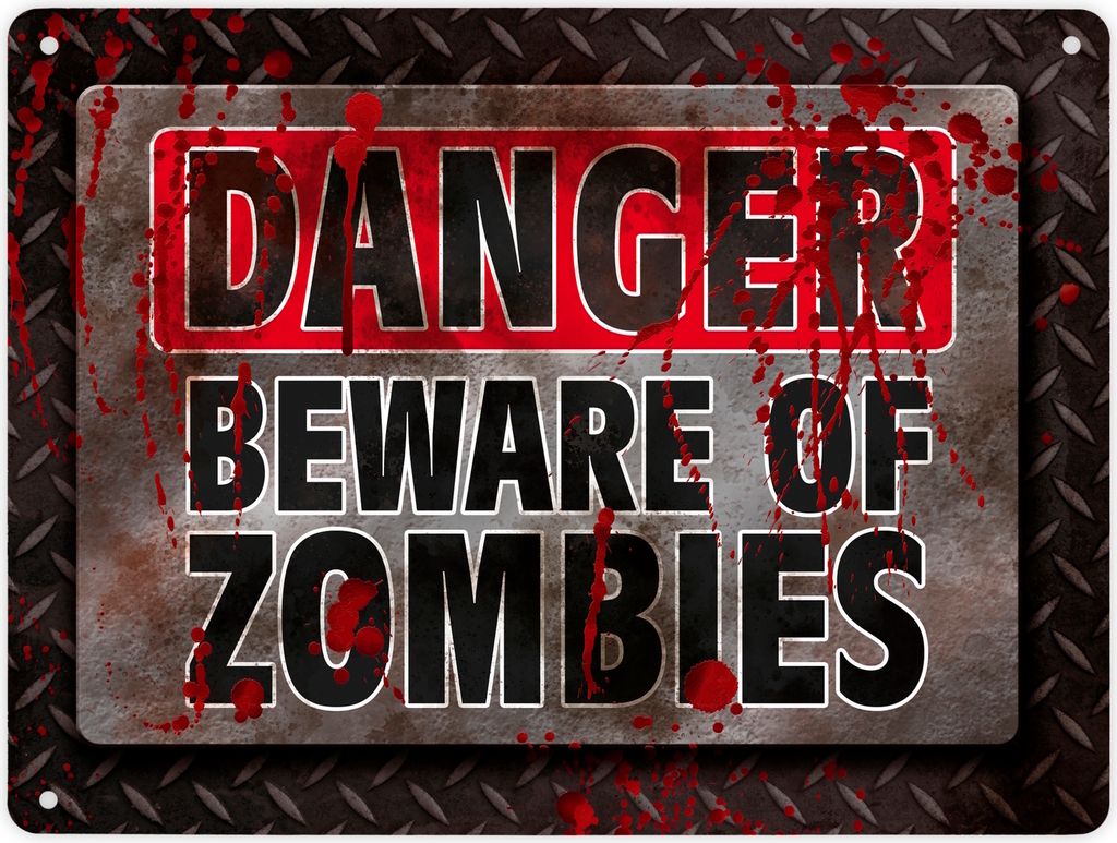 Metallschild XL mit Spruch: Danger - of zombies Schild Blechschild