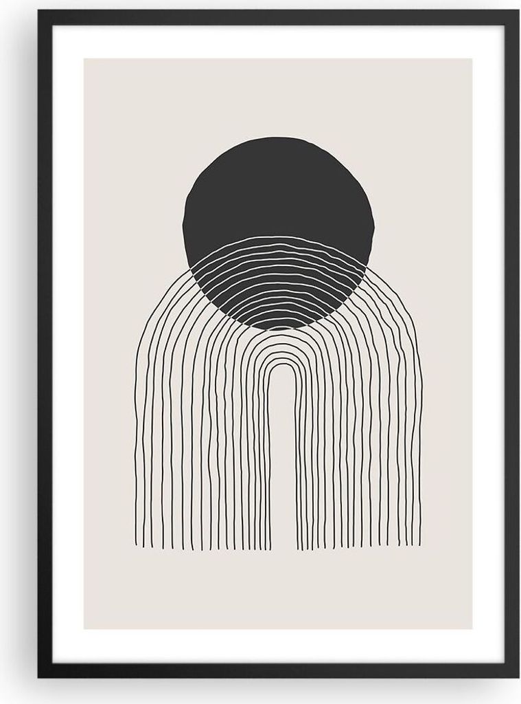 Gerahmtes Poster - Schwarzer Rahmen - Boho Abstraktion Geometrie - 50x70 cm - Wand Bild - Wanddeko - Wandbilder - Kunstposter - Wandposter - Bilder...