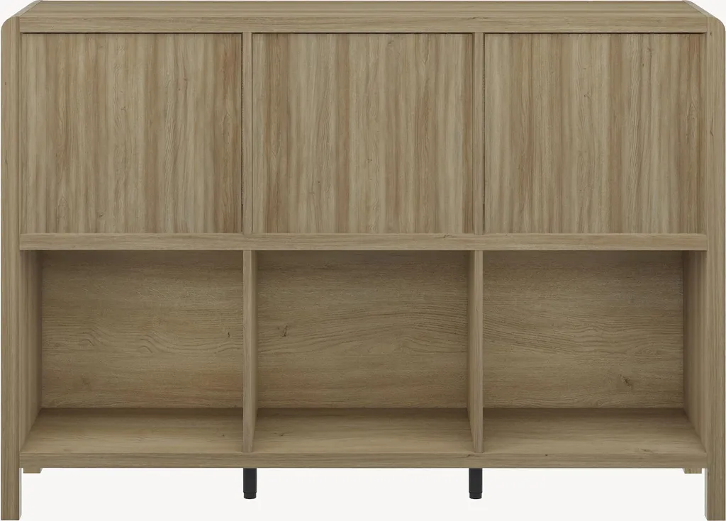 Buffet Lukkodso 6 Compartiments Chêne Rustique, Meuble Faible Profondeur - 7