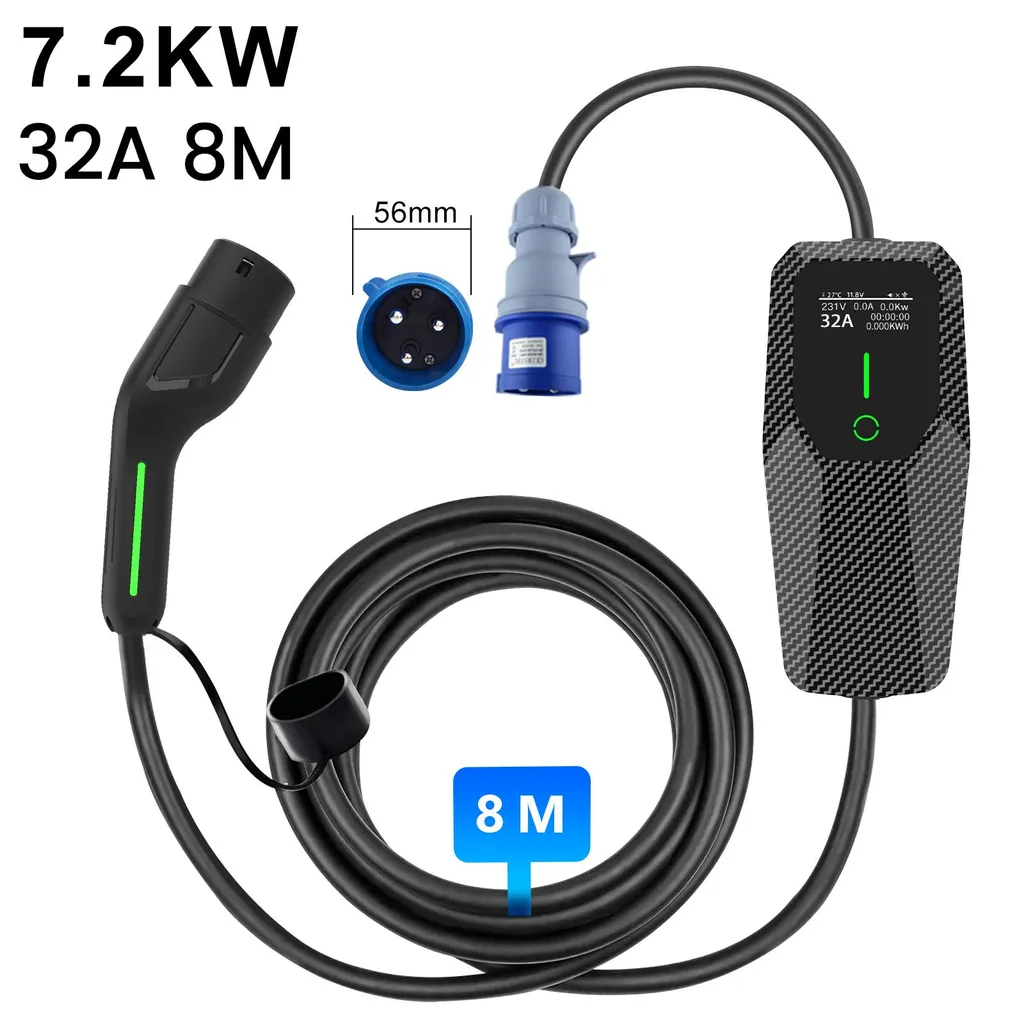 Chargeur Type 2 intensité réglable 7kW avec câble 8M noir flexible - 2