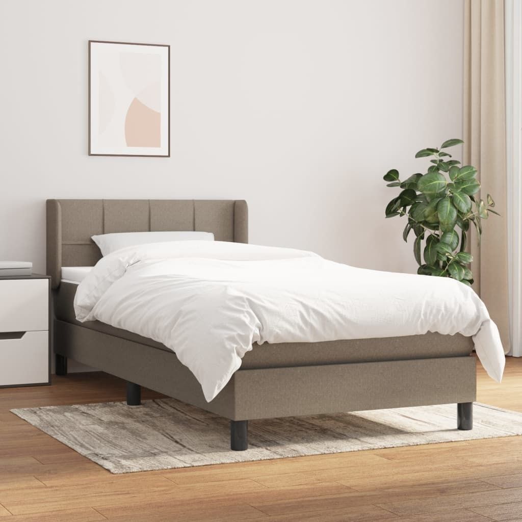The Living Store Boxspringbett mit Matratze Taupe 90x200 cm Stoff