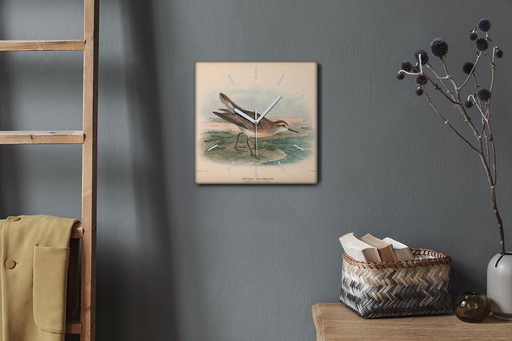 Coloray Hodiny Unikátní 30x30 cm Tiché hodiny Pro obývací pokoj a kuchyň Nástěnné hodiny Plátno Bílé ručičky hodin - Kresba ptáků