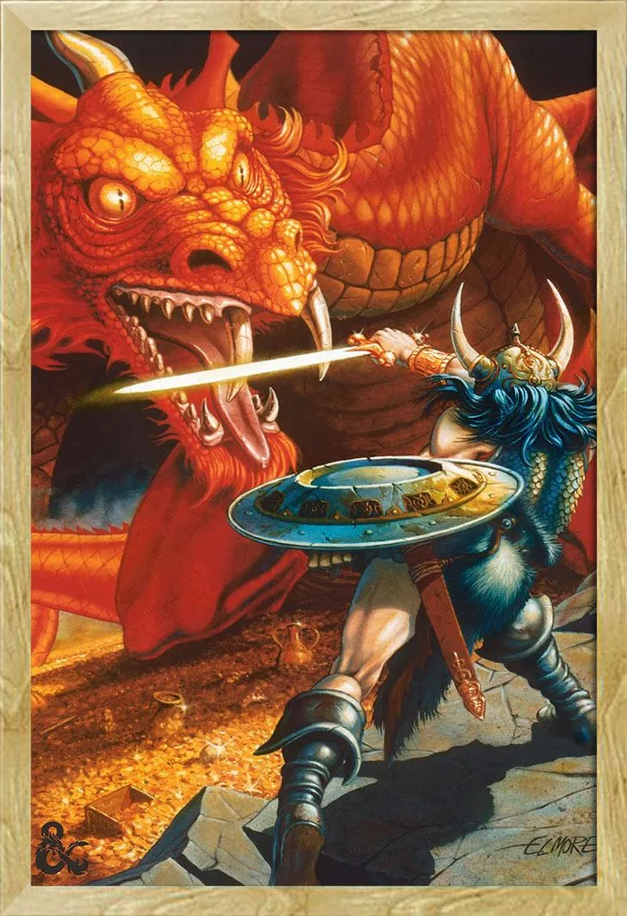 Poster Dungeons & Dragons Dragon Rouge Encadré : Protection et Style MDF