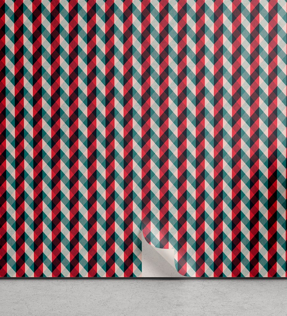 ABAKUHAUS Retro abziehbare & klebbare Tapete für Zuhause, Land-Art-Checkered, selbstklebendes Wohnzimmer Küchenakzent, 33 cm x 90 cm, Dunkler Cor...