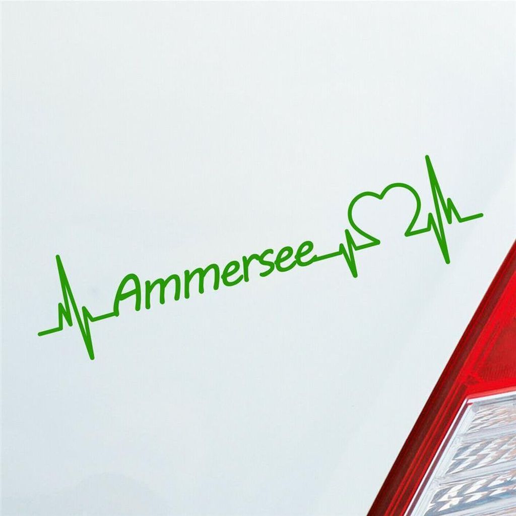 Auto Aufkleber Ammersee Herz Puls See Sea Liebe Love 19x5 cm Hellgrün Sticker Heckscheibenaufkleber