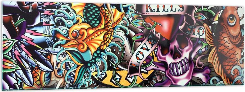 Bilder auf glas - Graffiti modern - 160x50cm - Glasbilder - Wandbilder - Kunstdruck - zum Aufhängen bereit - Wanddekoration aus Glas - Glas Bilder...