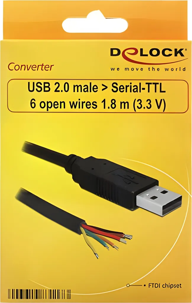 Alimentation 3.3V via USB : Câble Delock 1.8m avec 6 fils pour dépannage