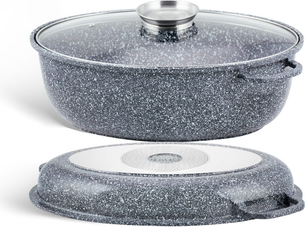 Bräter 3tlg. 8.0L ideal zum Braten von Enten und Gänsen inklusive Grillpfanne, (geeignet zum Kochen, Braten und Backen! perfekte Geschenkidee