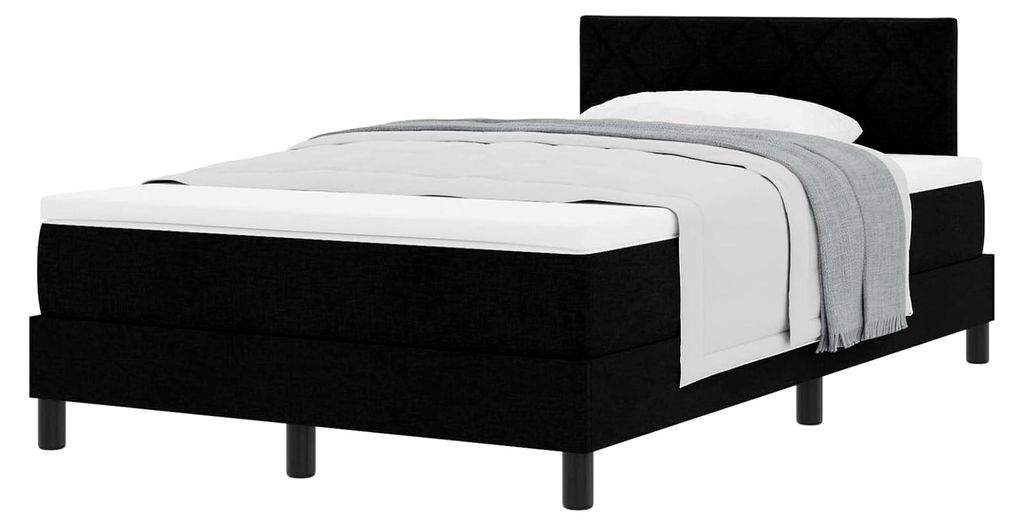 Schwarzes Design Boxspringbett mit Schaumtopper, für bis zu 2 Personen, max. 300 kg - Schlafzimmerkomfort