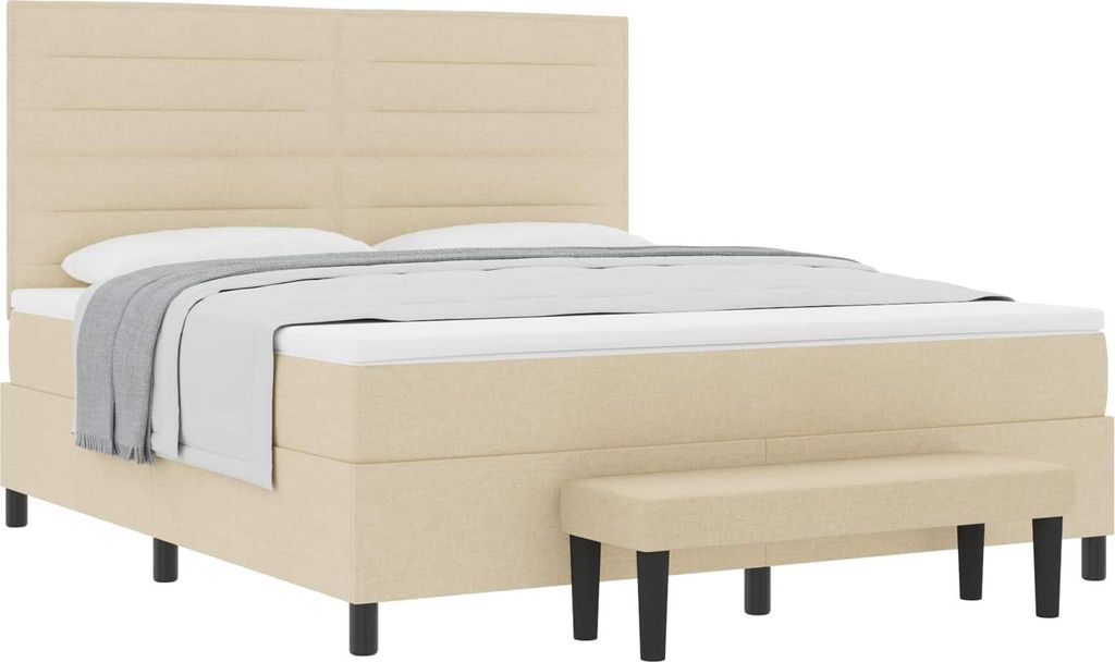 Boxspringbett mit Matratze Creme 180 x 200 cm Stoff
