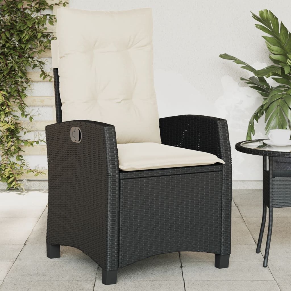 "2026 Promotion" Gartensessel Verstellbar mit Kissen Schwarz Poly Rattan - Gartenstühle CC22243