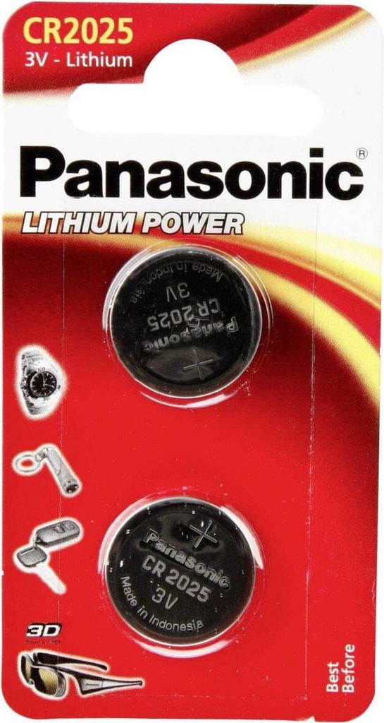 Panasonic Pile bouton lithium CR2025, blister de 2 pièces Image du produit 