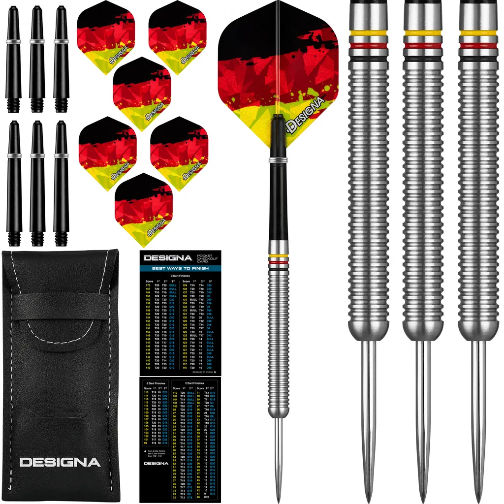 Darts Designa Patriot-X Germany 24g : Fléchettes Acier de Haute Qualité