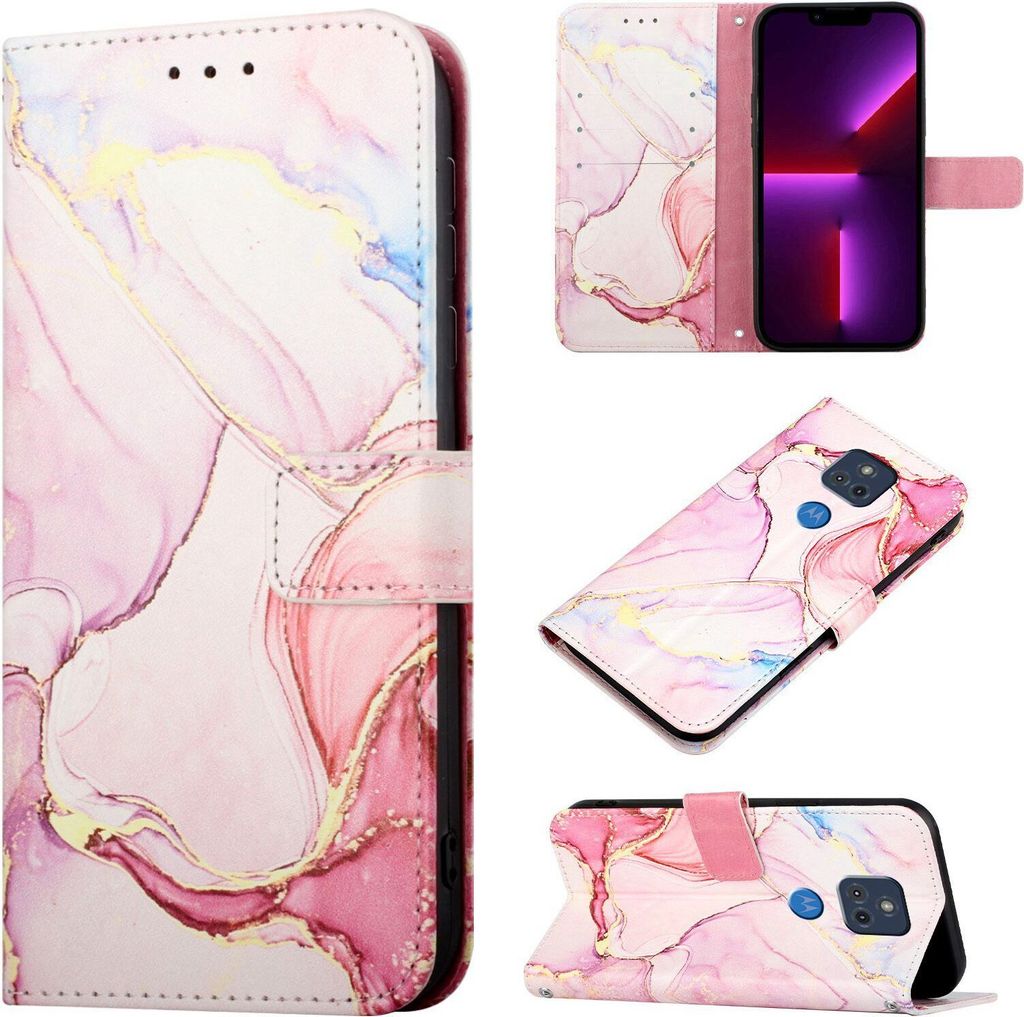 Moto G Power 2021 Hülle, Marmor Motiv Kunstleder Tasche Wallet Kartenfächer mit Standfunktion Klapp Schutzhülle für Motorola Moto G Power 2021 ...