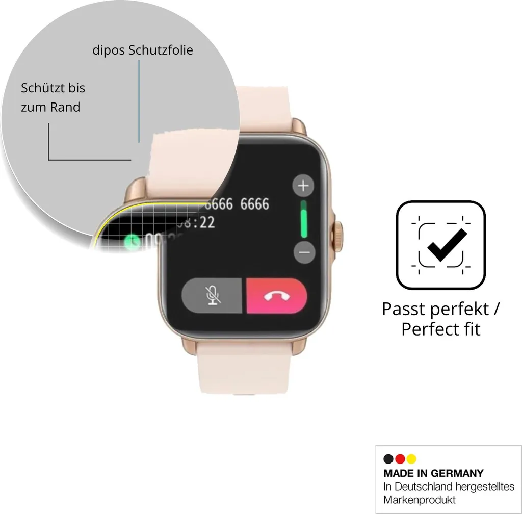 dipos I 2X Pellicola Protettiva Compatibile con GRV Smartwatch Protezione Vetro Flessibile 9H