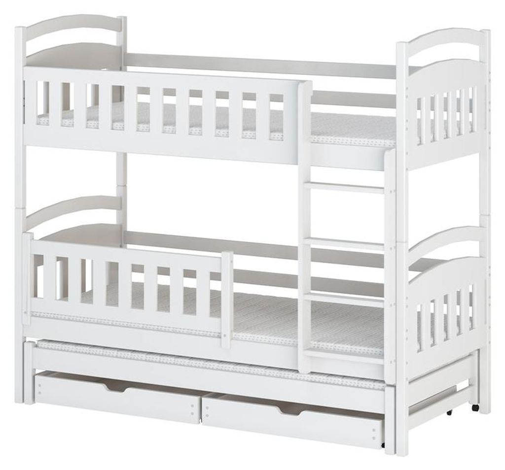 Etagenbett 90x190 inkl. Lattenrost Ausziehbett und Schubladen Jules Blanc