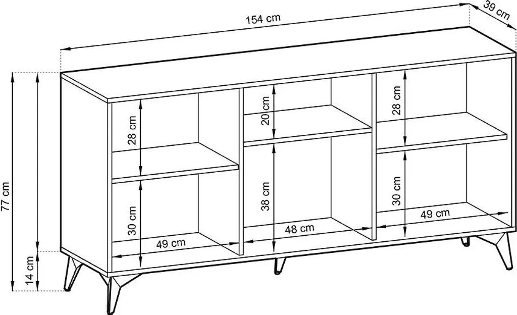 Commode NAMIRO noire et bois 3 portes avec grands volumes - 7