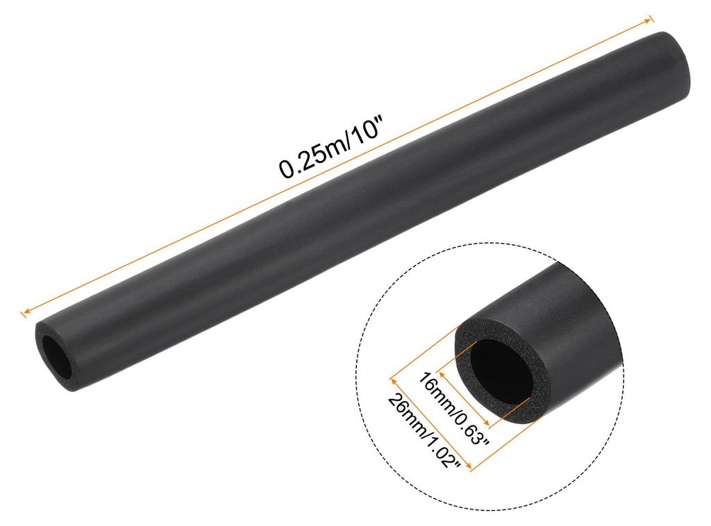 2 x 25cm Rohrisolierung Schaumstoff, Durchmesser 16mm Isolierst?rke 5mm Heizungsrohr Verkleidung fš¹r Fitnessger?te, Rohre, Handhaben (Schwarz)