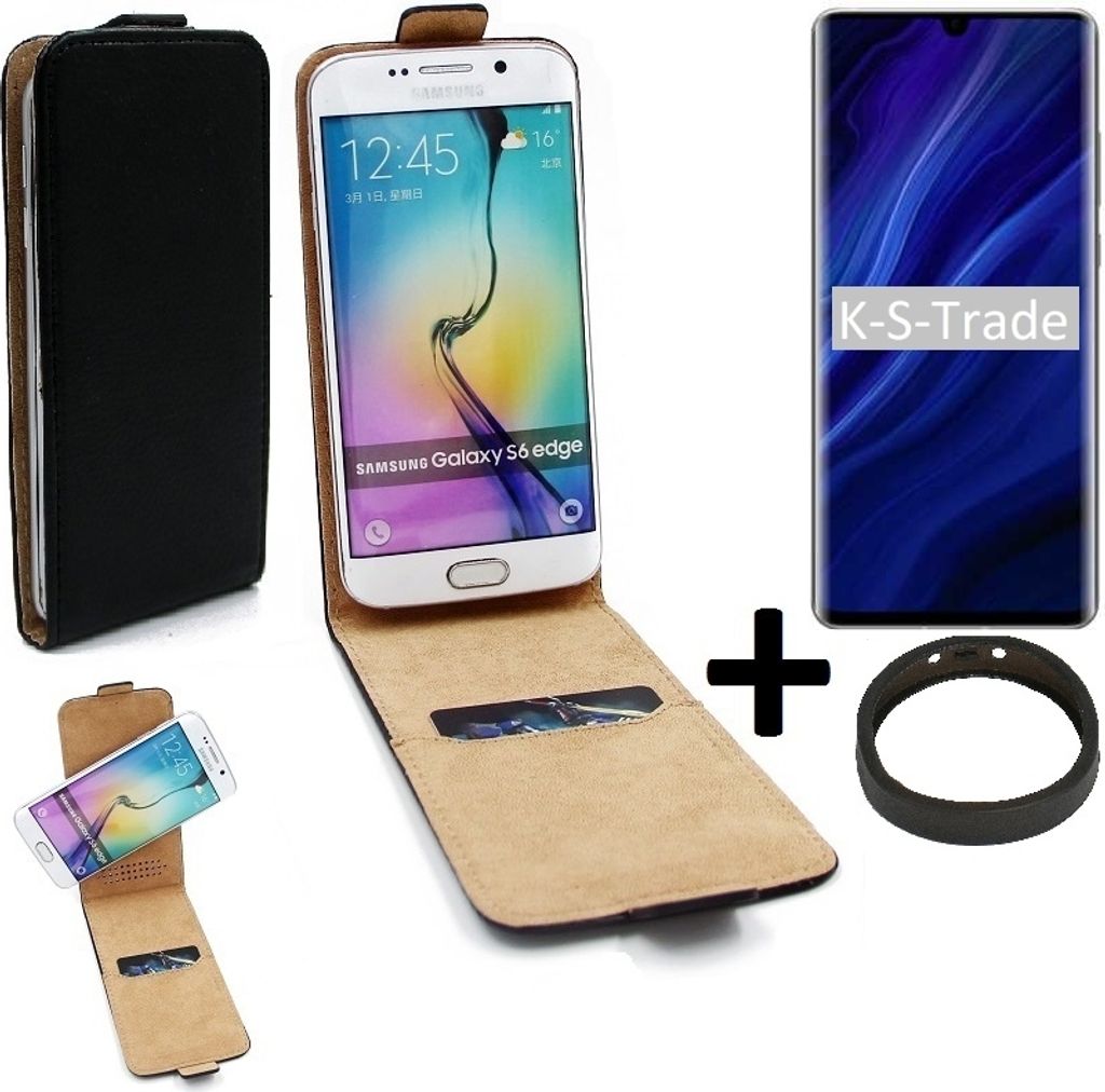 K-S-Trade TOP SET Handyhülle kompatibel mit Huawei P30 Pro New Edition 360° Flipstyle Schutzhülle Smartphone Tasche schwarz + TPU Bumper, Case