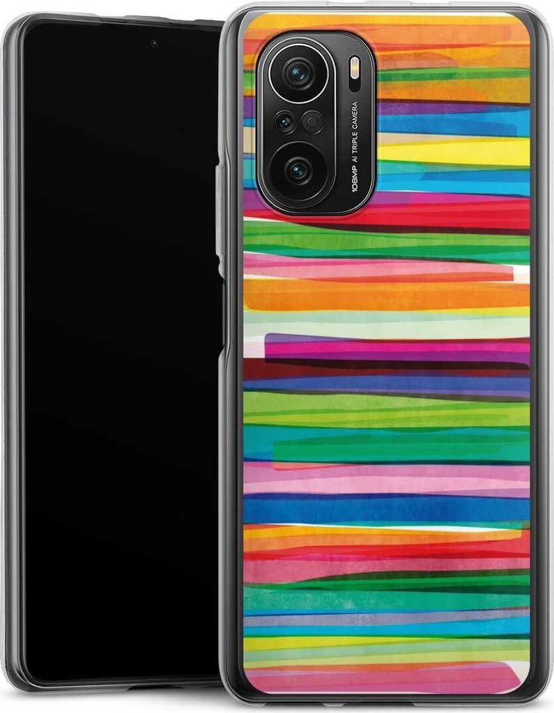 DeinDesign Handyhülle für Xiaomi Mi 11i Silikon Hülle Case Smartphone Schutzhülle Streifen Wasserfarbe bunt