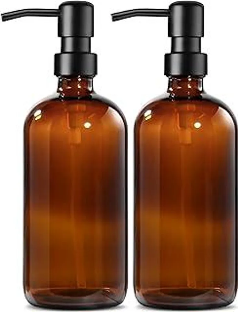 Set 2 Dispenser Vetro Marrone 500ml | Accessori Bagno Design Industriale