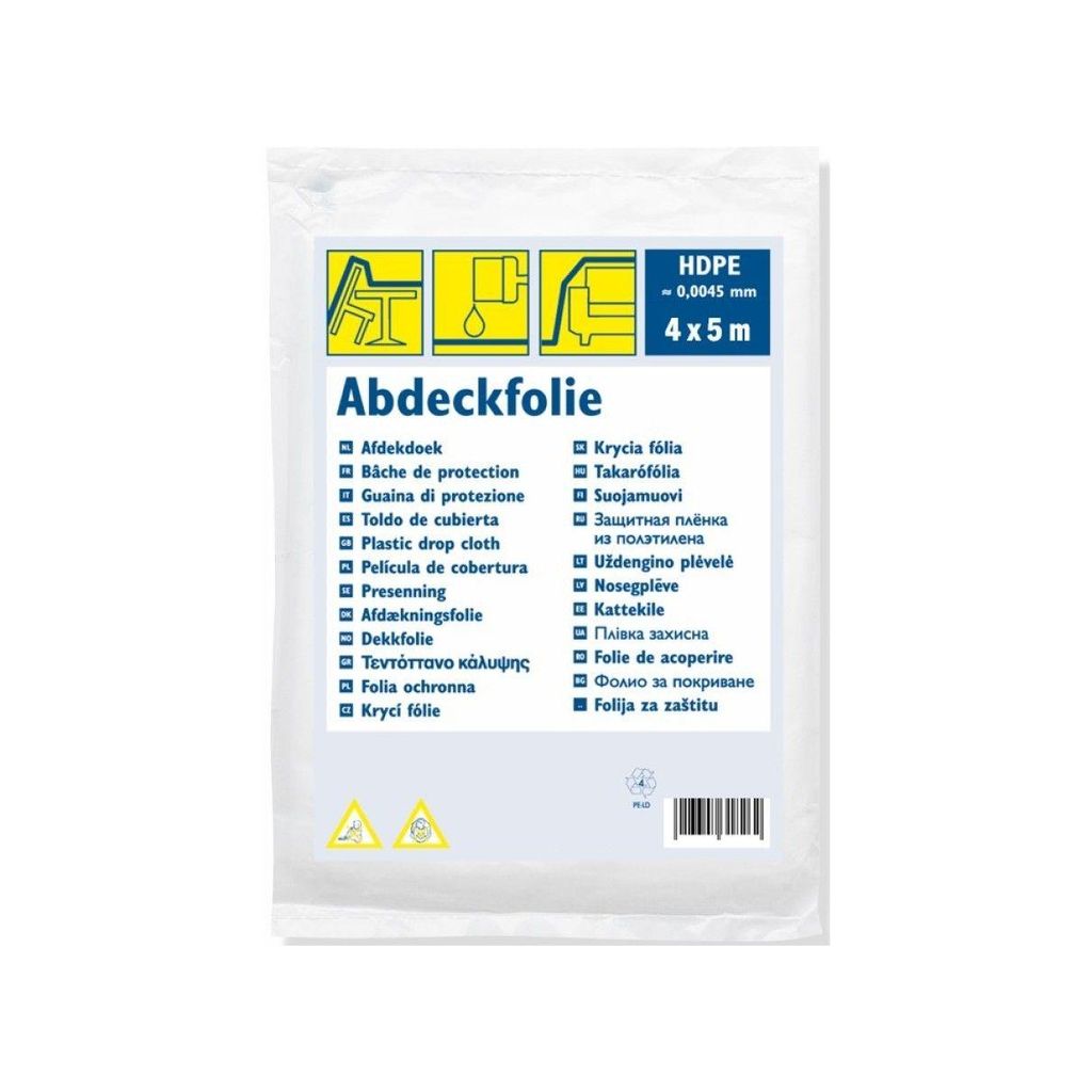 Abdeckfolie 4 x 5 m HDPE transparent 20 m² Schutzfolie Malerfolie zum Abdecken von Möbeln Böden und Geräten bei Renovierung und Malerarbeiten